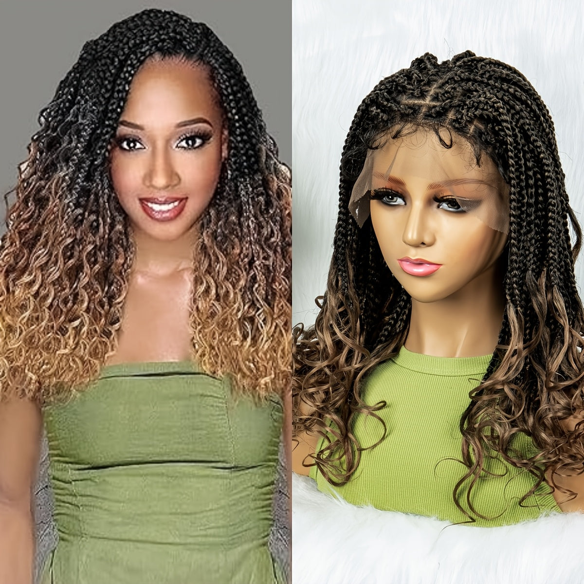 20 Inches - 9*6 HD Front Lace Braided Wigs with Curly Ends, Goddess Box Braids Crochet Hair, Braid Wigs Curly Ends Part Braided Front Lace Wig, Handmade Braiding Wigs with Baby Hair for Women (20 INCH, Available in Three Colo